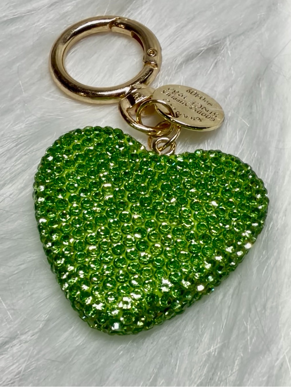 Green Crystal Heart Bag Charm/Key Chain